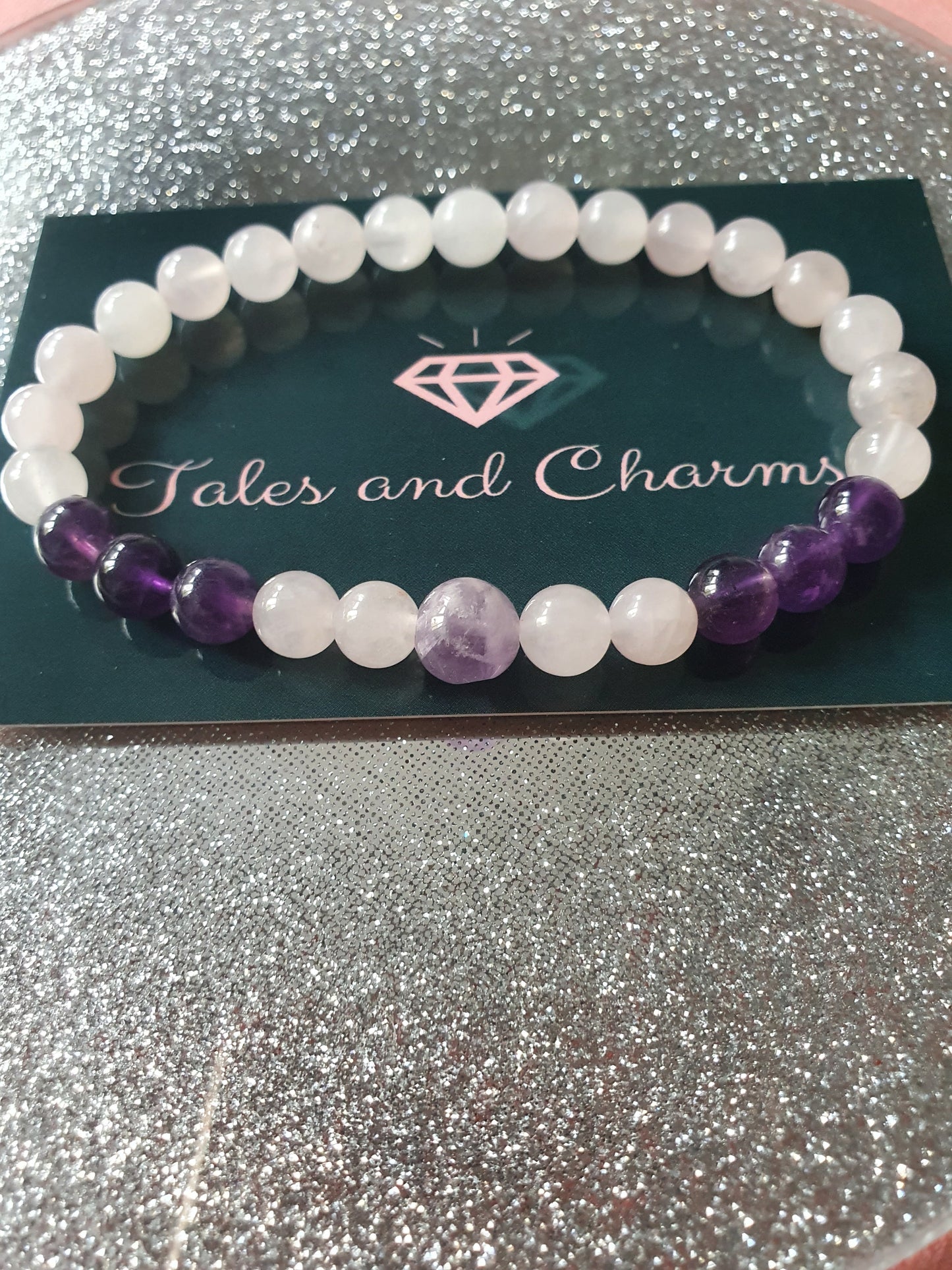 Rose Quartz with dark and light Amethyst