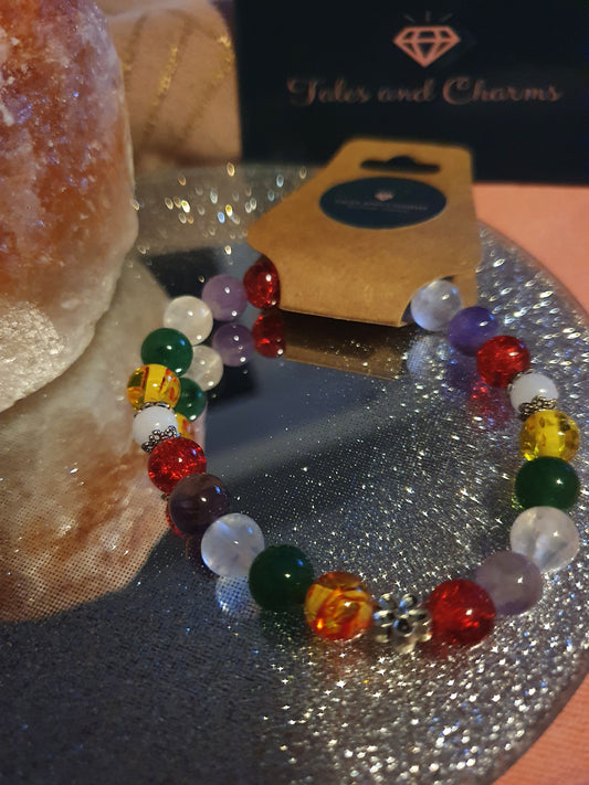 Mixed Crystal & glass bead bracelet