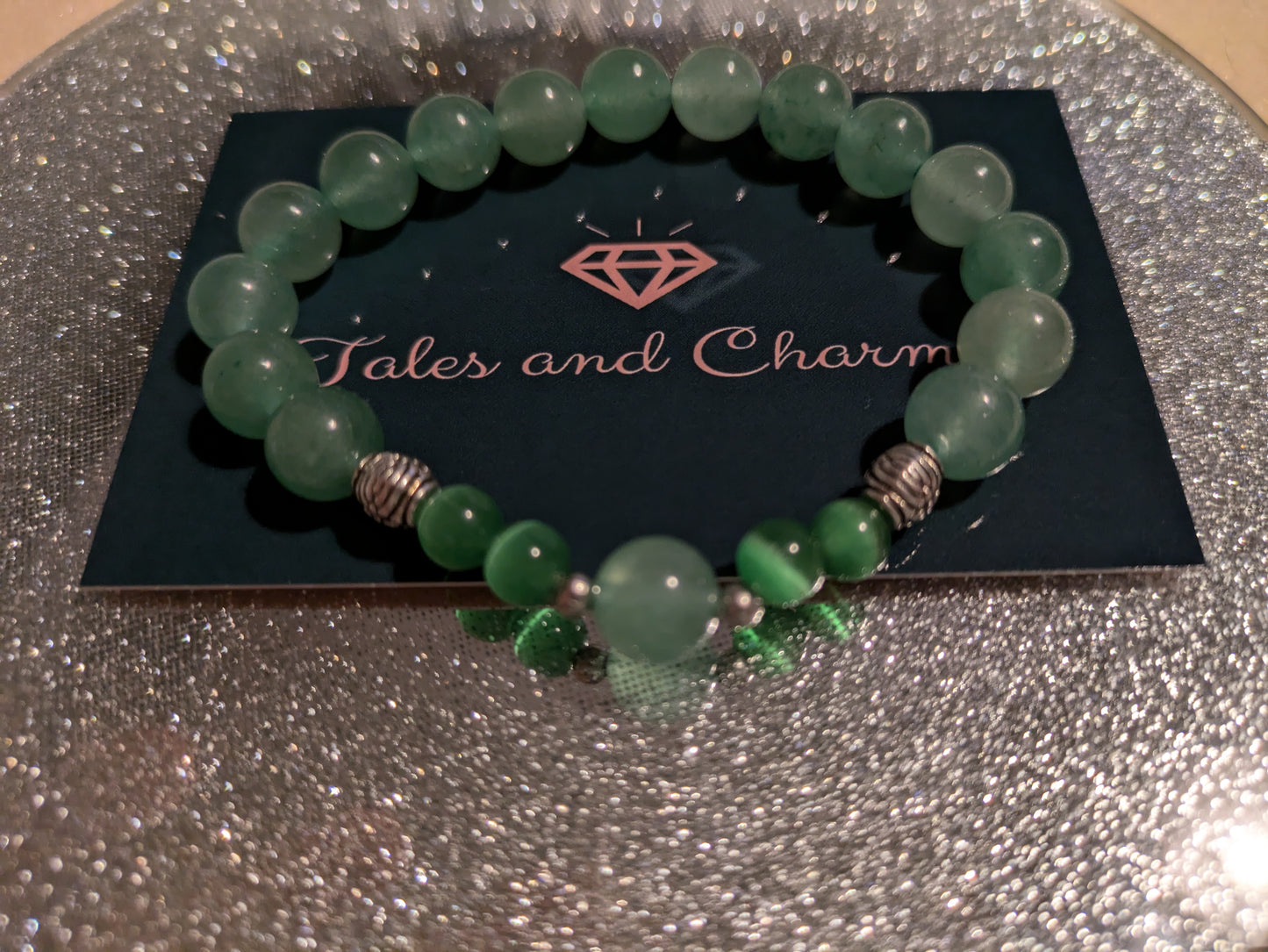 Green Aventurine Crystal & Cats Eye Bracelet