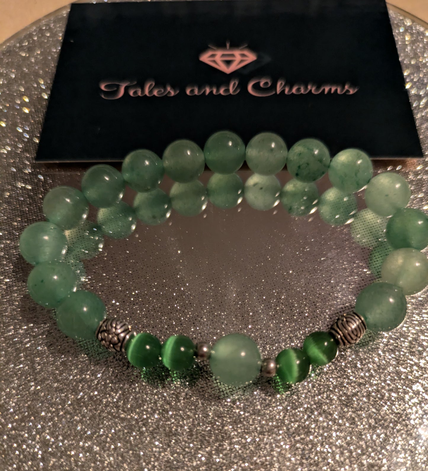 Green Aventurine Crystal & Cats Eye Bracelet
