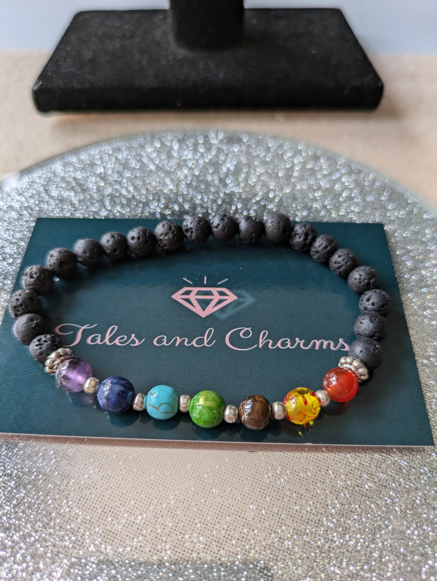 Chakra Bracelet with silver plated spacers (6mm beads)
