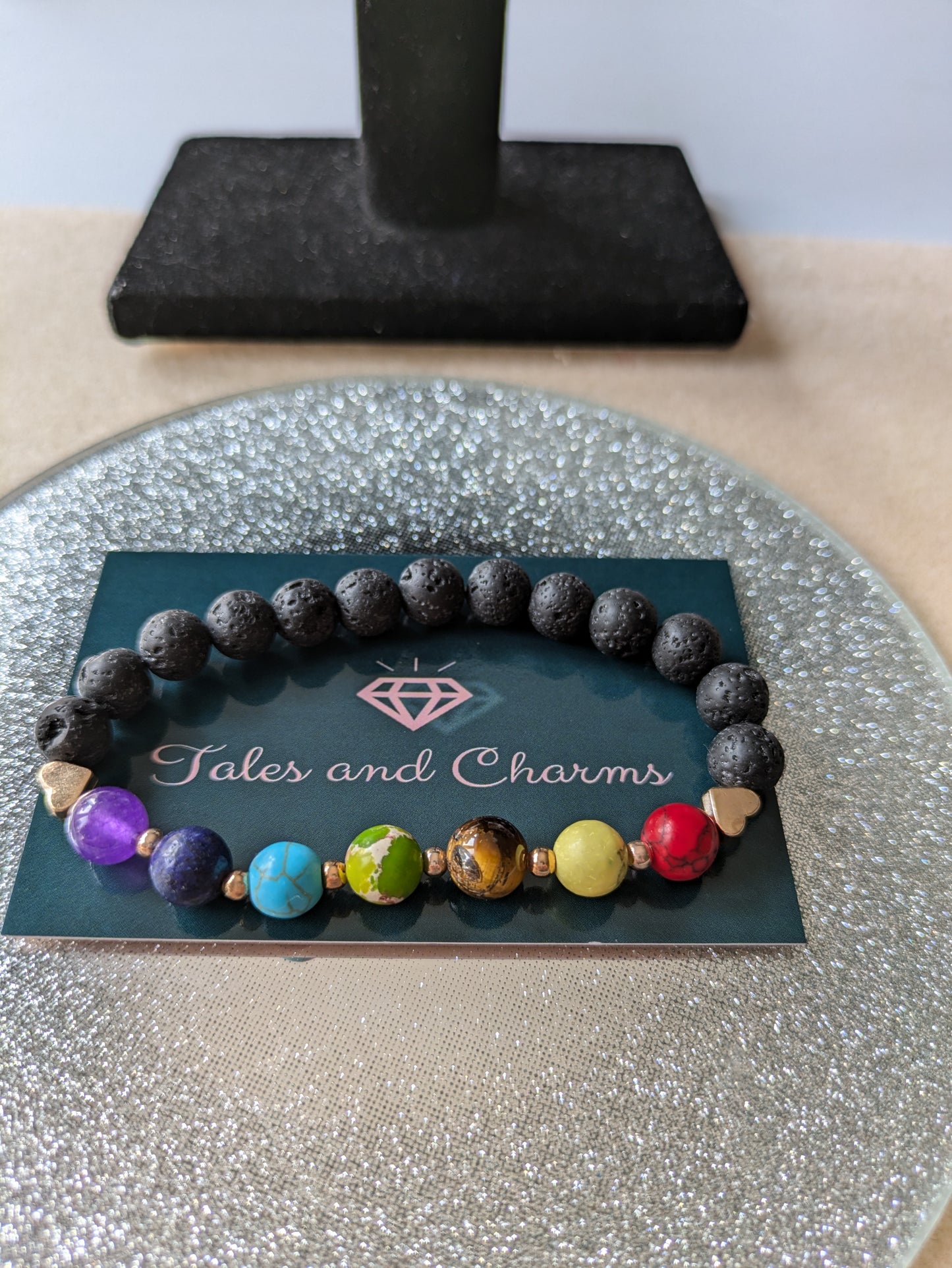 Chakra Bracelet (gold plated spacers, 8mm beads)