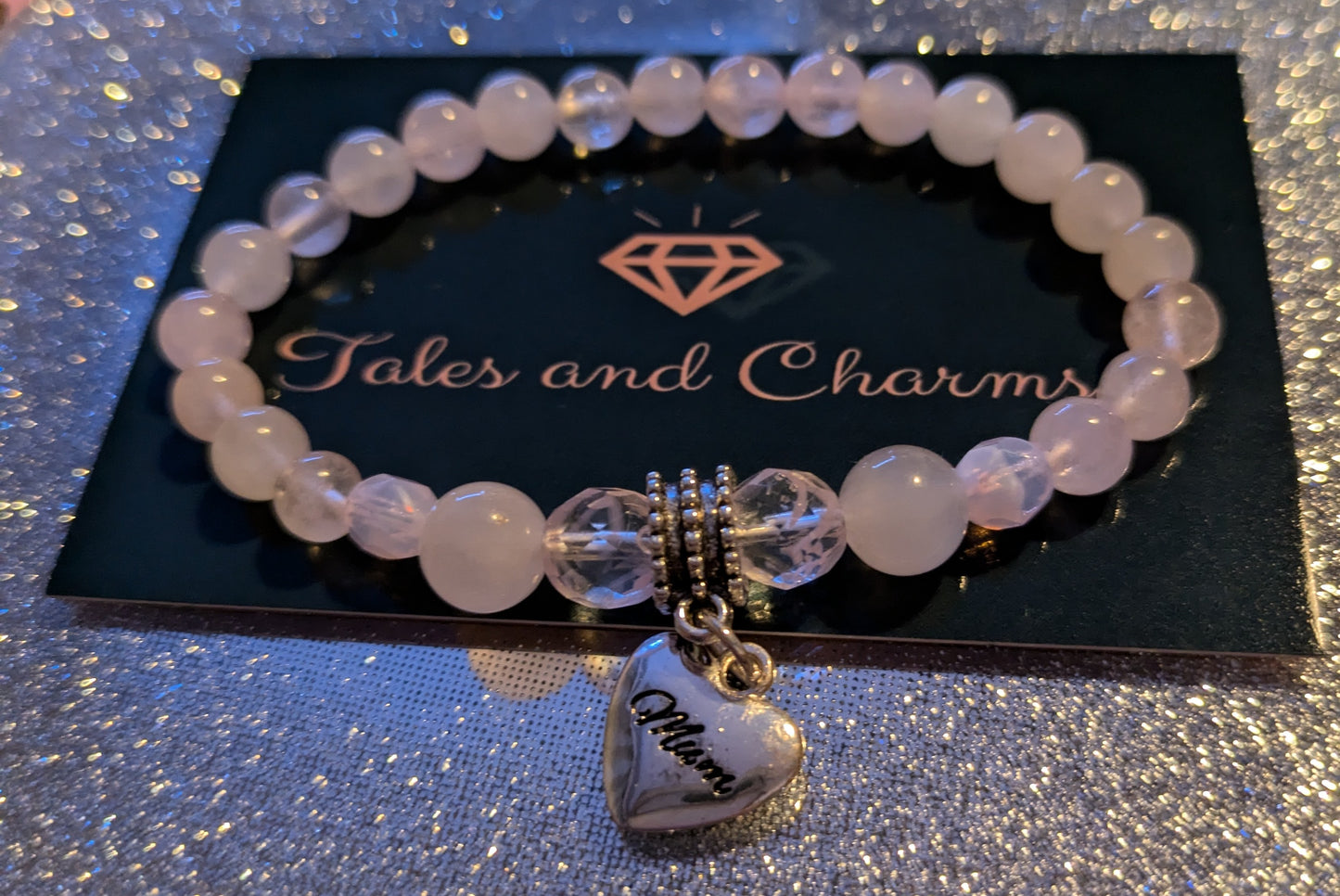 Rose Quartz with 'Mum' charm