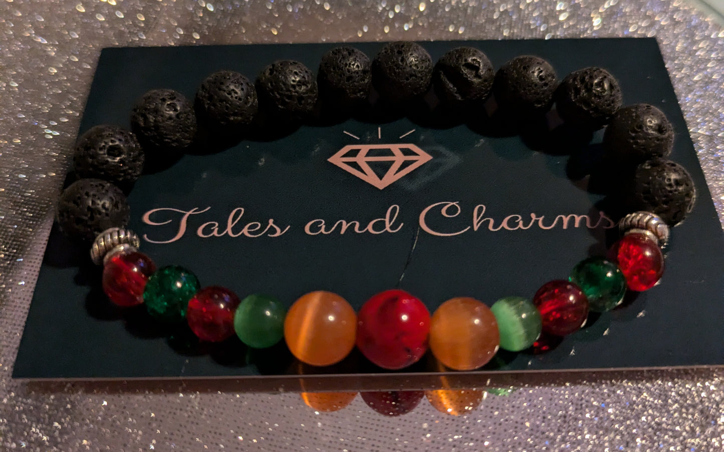 Reds and greens Cats Eye Aromatherapy Bracelet