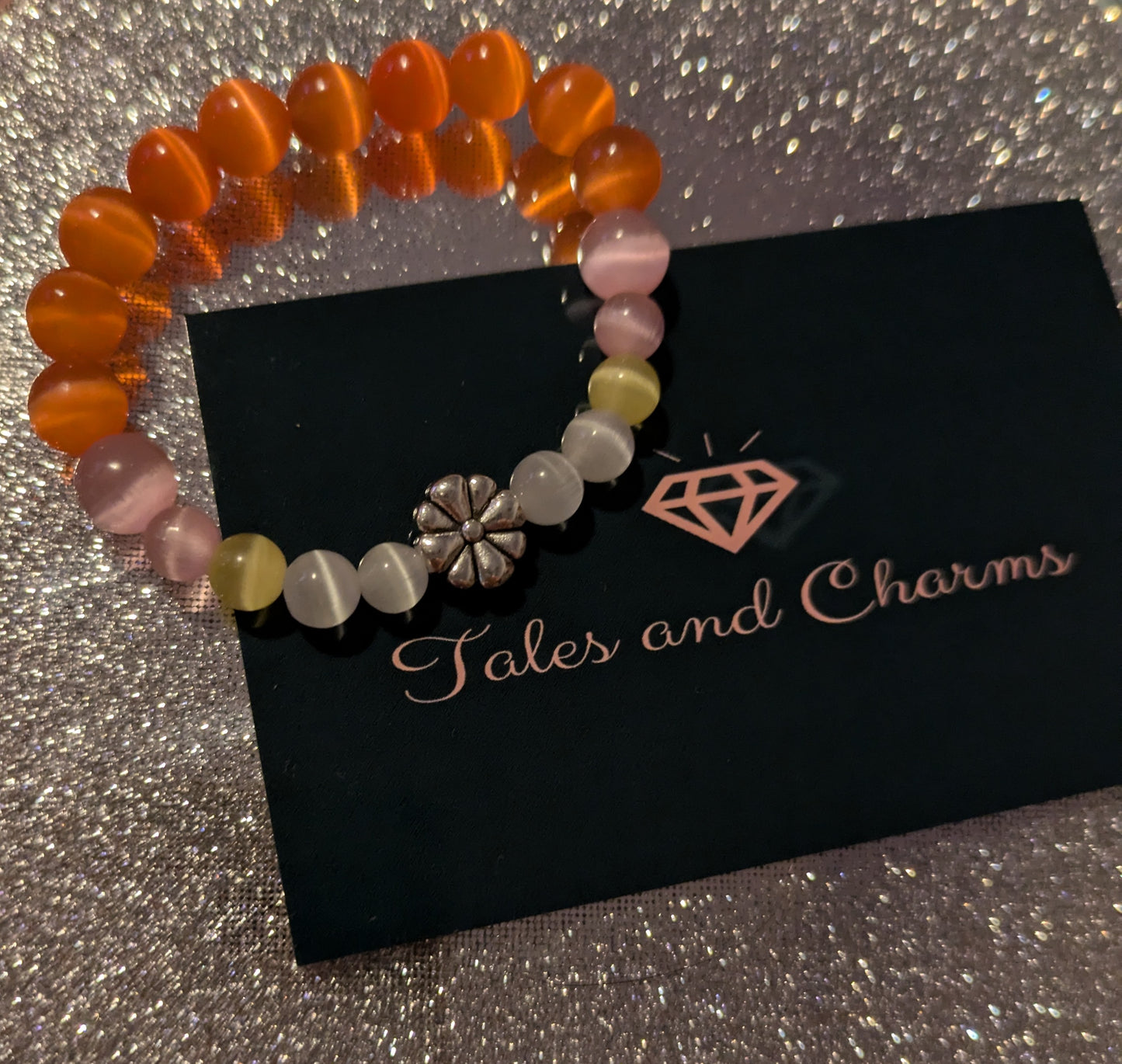 Children's Cats Eye Bracelet with flower charm