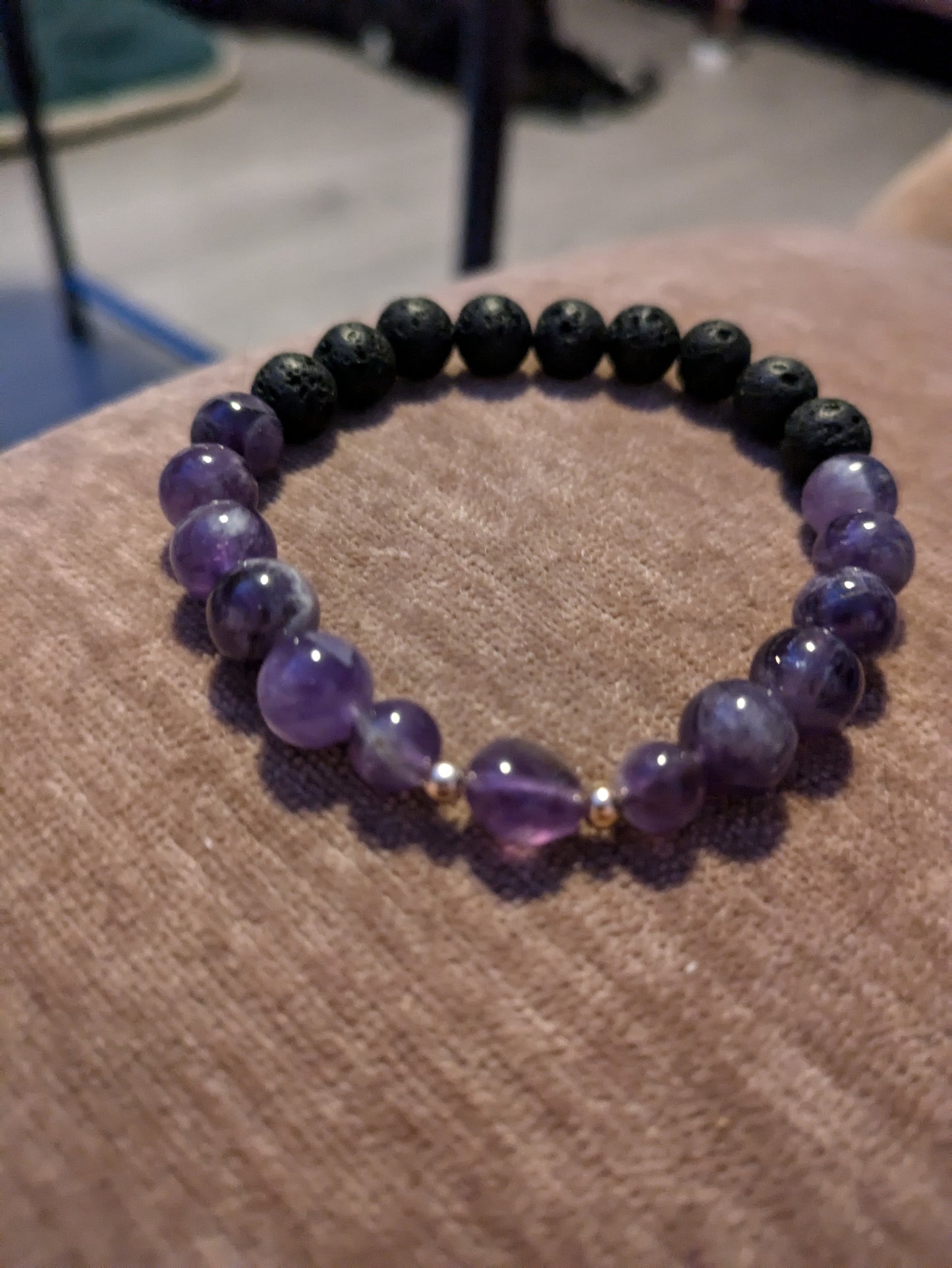 Amethyst and Lava Bead