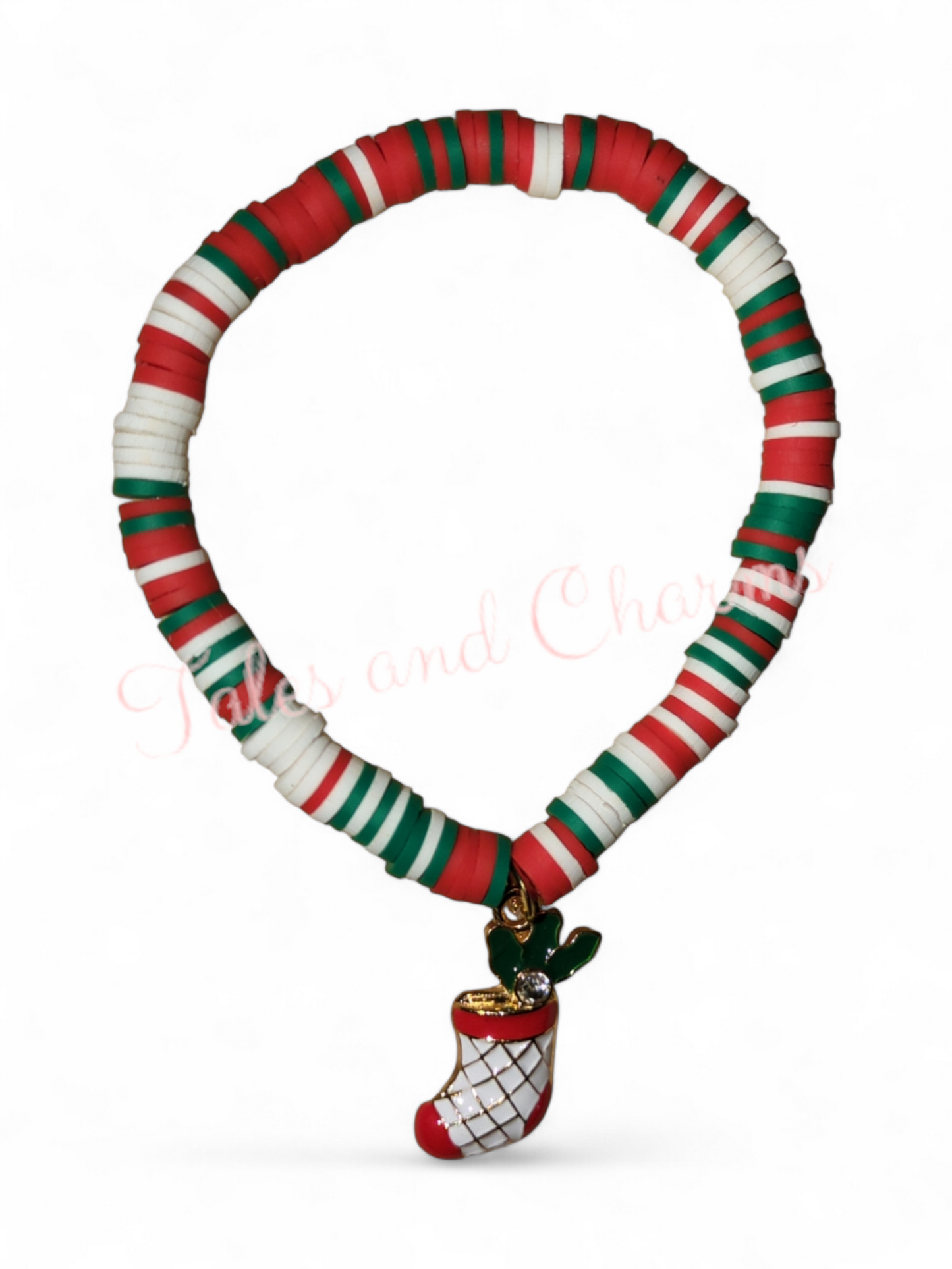 Clay Bead with Christmas Stocking Charm