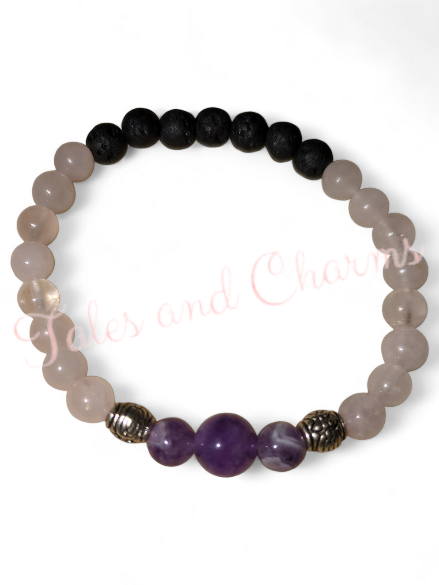 Rose Quartz & Amethyst with Lava Beads