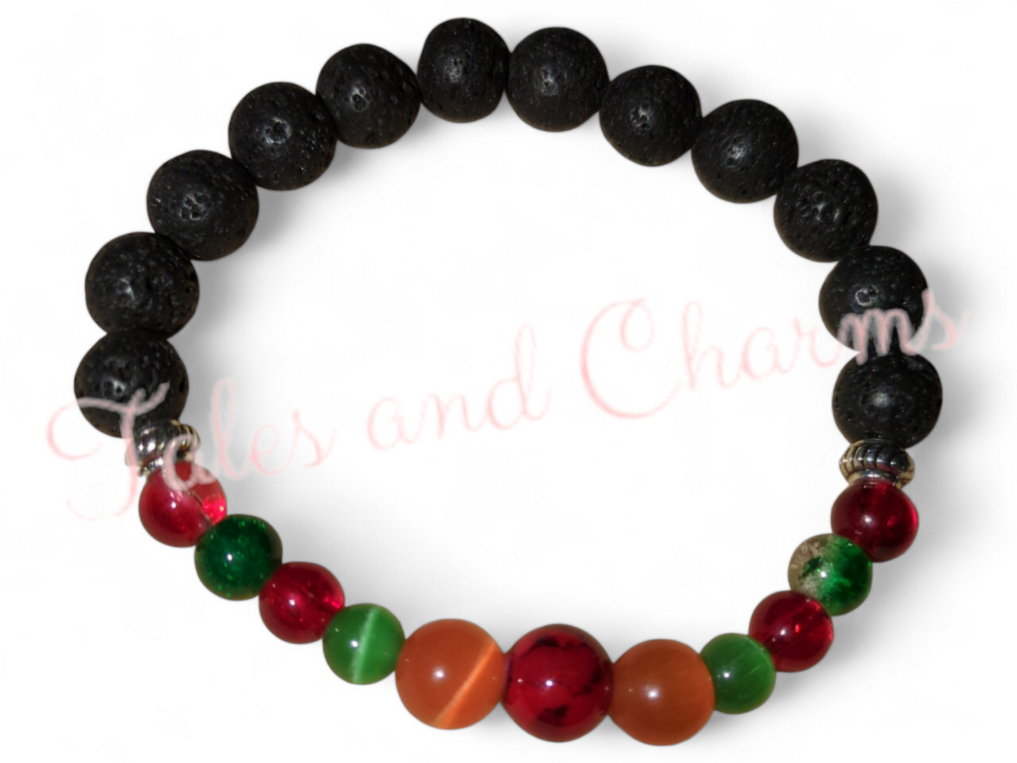 Reds and greens Cats Eye Aromatherapy Bracelet