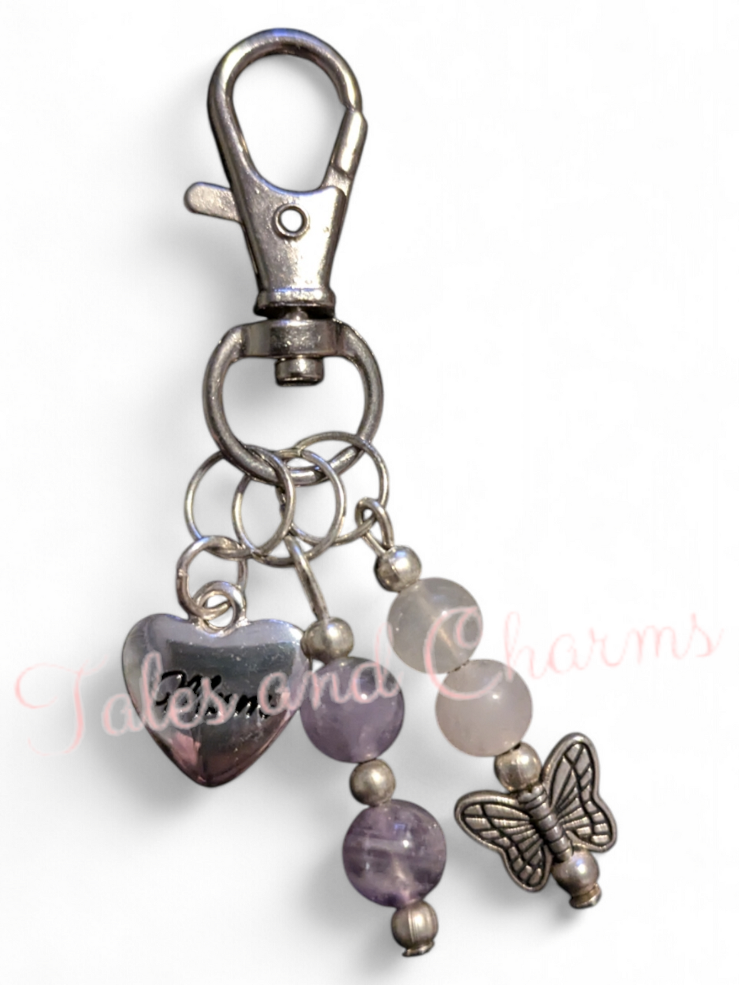 Keyring Ring ~ mum charm with crystals