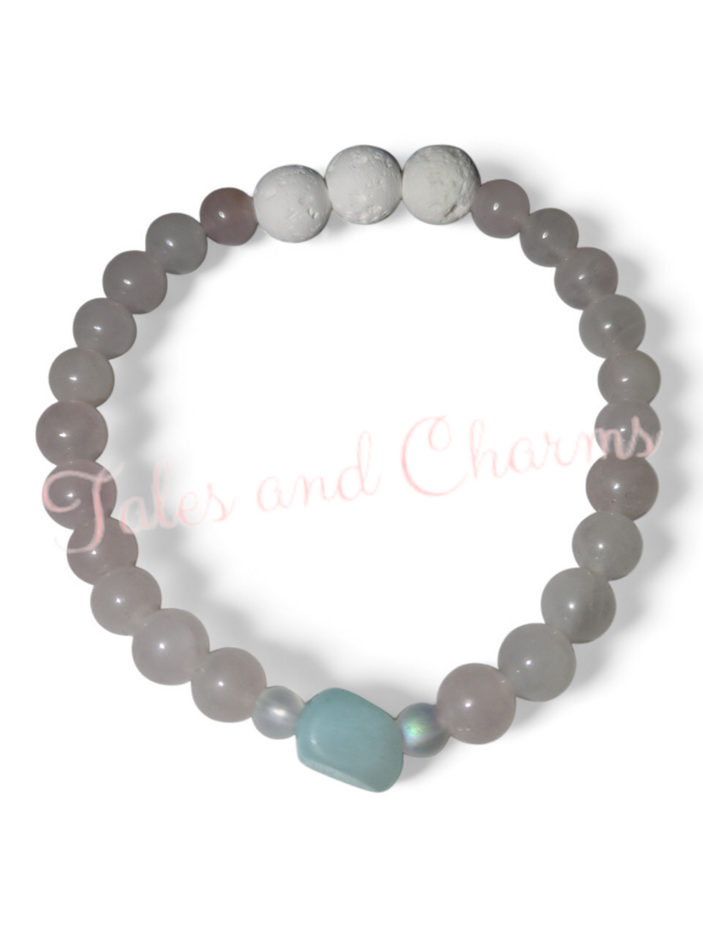 Rose Quartz & Aquamarine Bracelet, 16cm