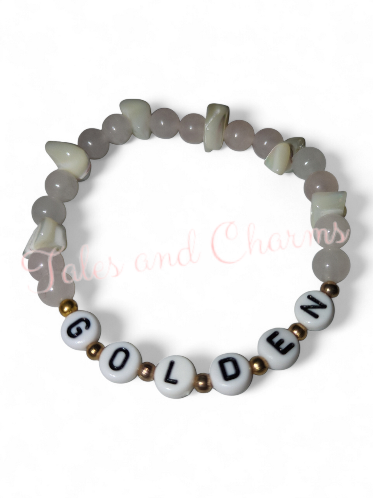 Harry Styles inspired "Golden" bracelet with Rose Quartz and Mother of Pearl beads. 15cm