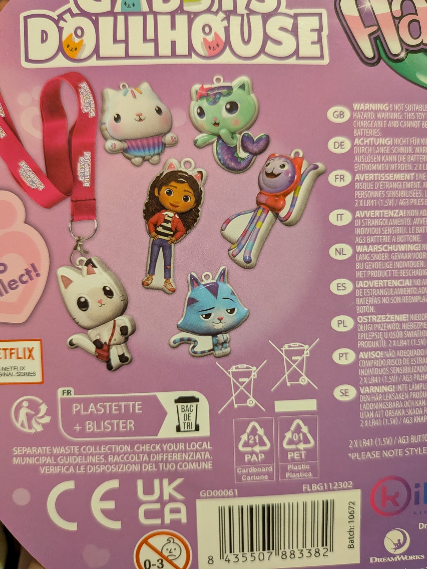 Gabby’s Dollhouse Flash’eez Clip-On and lanyard