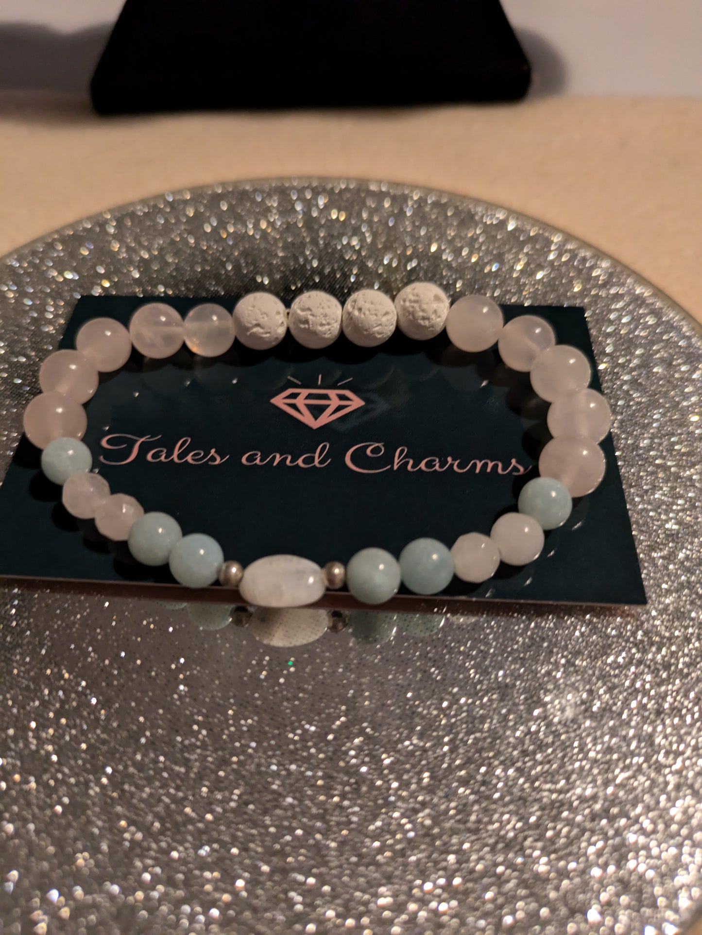 Stunning Rose Quartz, Aquamarine & Moonstone Bracelet ~ 17cm