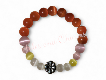 Children's Cats Eye Bracelet with flower charm