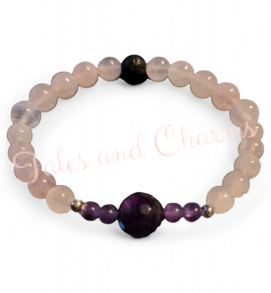 Rose Quartz & Amethyst Bracelet ~16.5cm