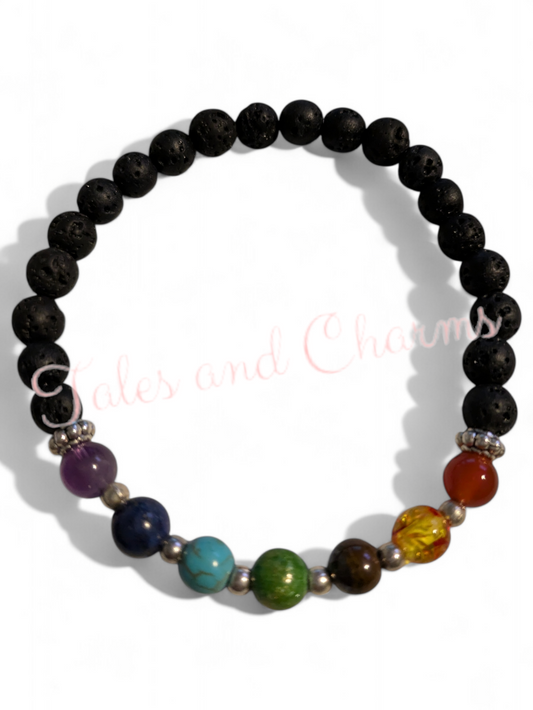 Chakra Bracelet (gold plated spacers, 8mm beads)