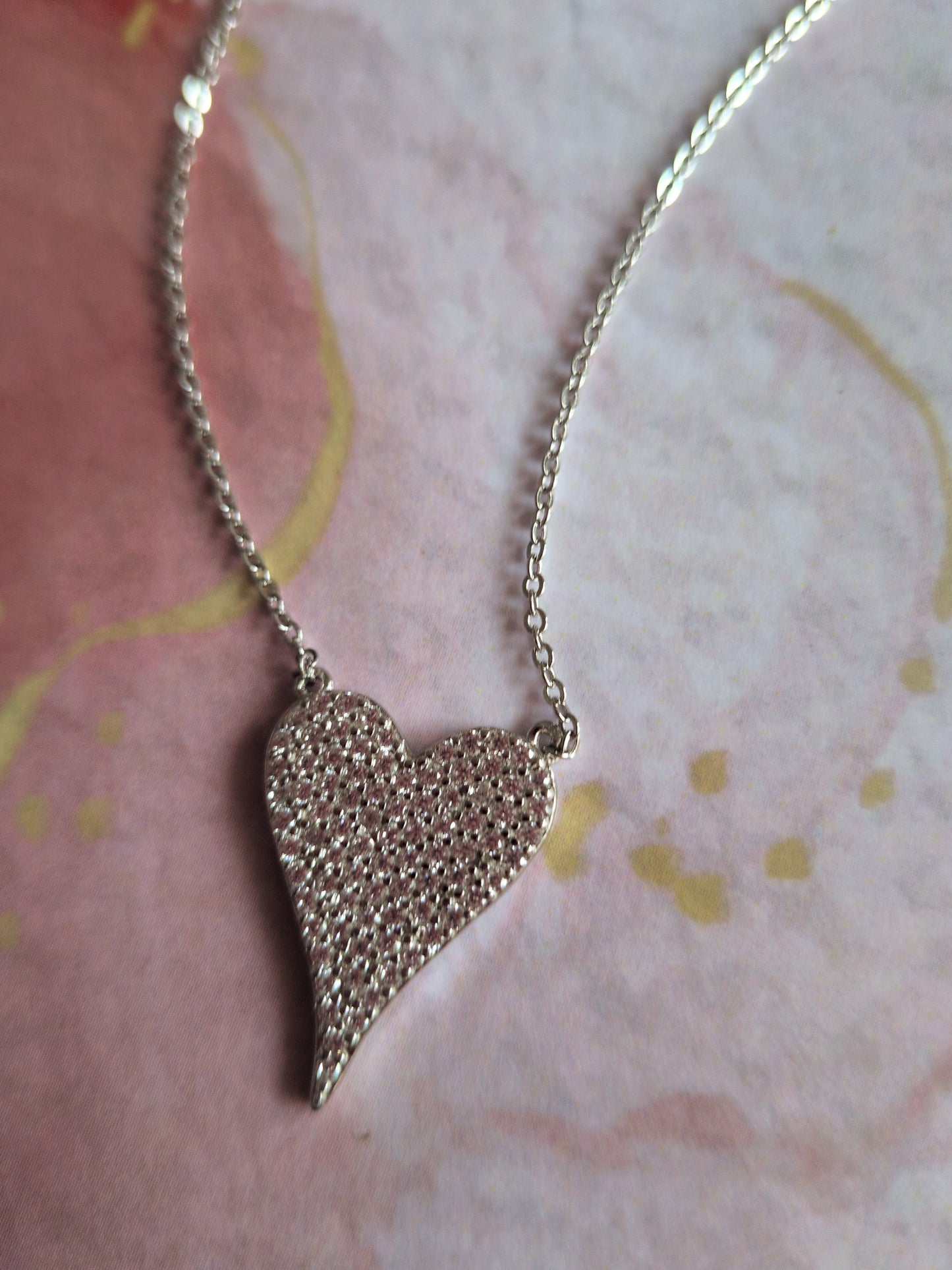 Pavé Heart Pendant Necklace 925 Sterling Silver