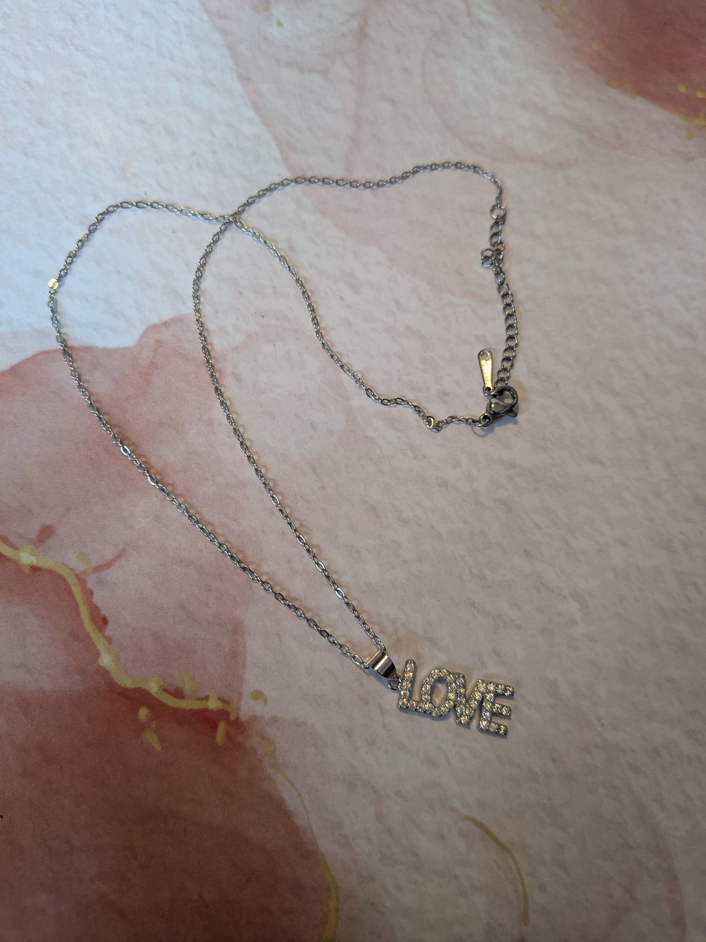 Sparkling LOVE Stainless Steel Necklace